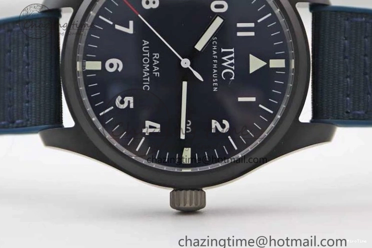 MIROTIME 0710 BestValue Mark XVIII IW328101 Black Ceramic M+F 1:1 Best Edition Blue Dial on Blue Nylon Strap A 7058